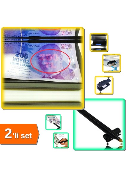 Elektrikli Para Kontrol Cihazı + Para Kontrol Kalemi - 2li Set Q1S2E2