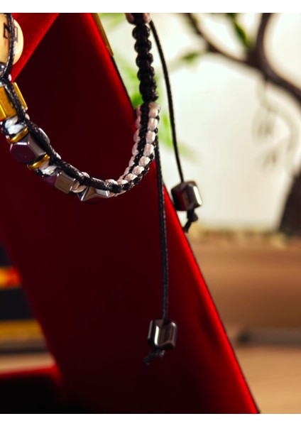 Makrome Örme Bileklik El Yapımı Kişiye Özel Harfli Bileklik Doğal Taş Hematit Bileklik fırsatları