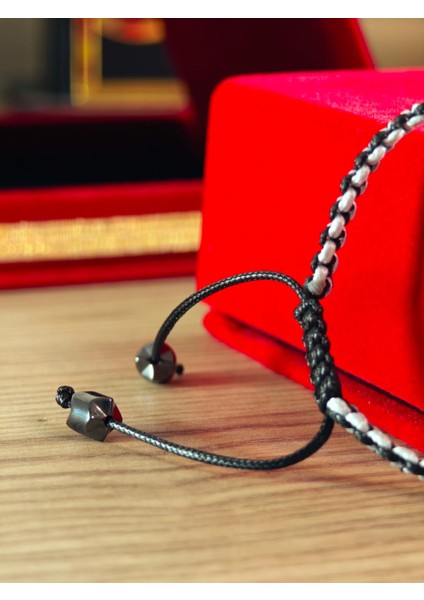 Makrome Örme Bileklik El Yapımı Kişiye Özel Harfli Bileklik Doğal Taş Hematit Bileklik