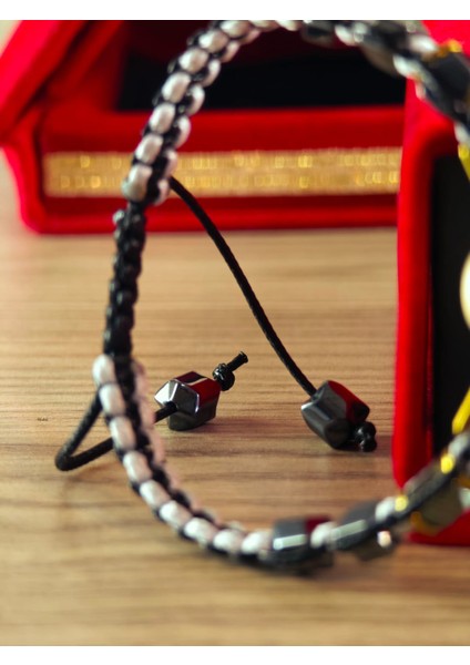 Makrome Örme Bileklik El Yapımı Kişiye Özel Harfli Bileklik Doğal Taş Hematit Bileklik