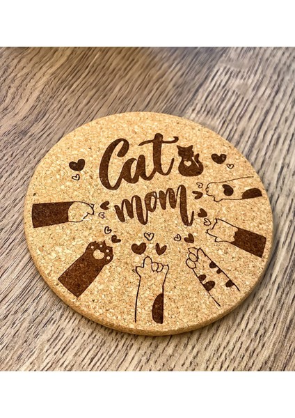 Cat Mom Baskılı Kedi Temalı Mantar Bardak Altlığı (1 Adet) fiyatları