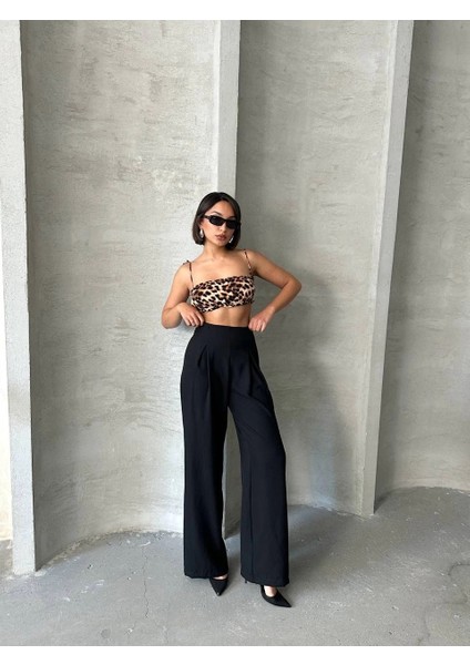 Sptrns Pileli Keten Pantolon S255046 Siyah (Beden: L) fırsatları