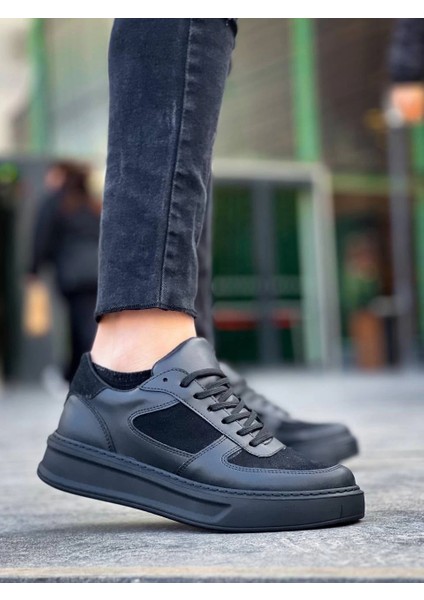 Yzlal Kb-X8 Kuback Siyah Cilt Siyah Süet Detaylı Siyah Yüksek Taban Günlük Spor Ayakkabı (Numara: 40) modelleri