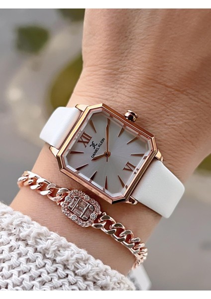 Deri Kordonlu 2 Yıl Garantili 3 Atm Suya Dayanıklı Kadın Kol Saati+Bileklik BD.13939.5