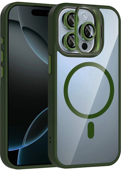 Joko Apple Iphone 14 Pro Max Remim Lensli Magsafe Standlı Kapak - Koyu Yeşil