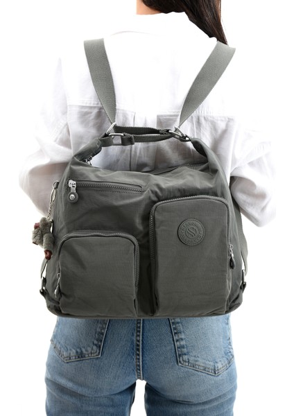 Sanmorris Glc Kadın 3021 Bölmeli Suya Dayanıklı Krinkıl Kumaş Çapraz Askılı Omuz ve Sırt Çantası indirimleri