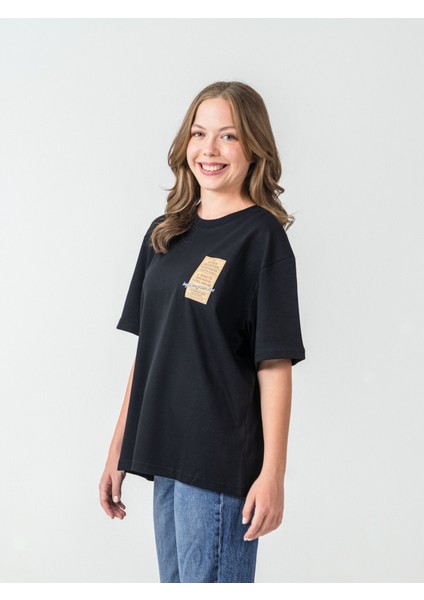 Unisex Erkek/kadın Oversize Bisiklet Yaka %100 Pamuk Baskılı Bilet T-Shirt fırsatları