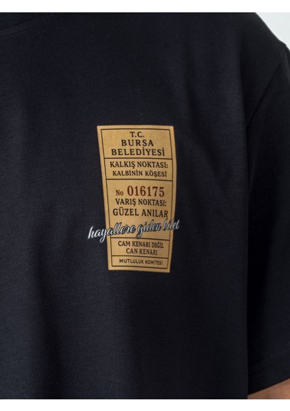 Unisex Erkek/kadın Oversize Bisiklet Yaka %100 Pamuk Baskılı Bilet T-Shirt indirimleri