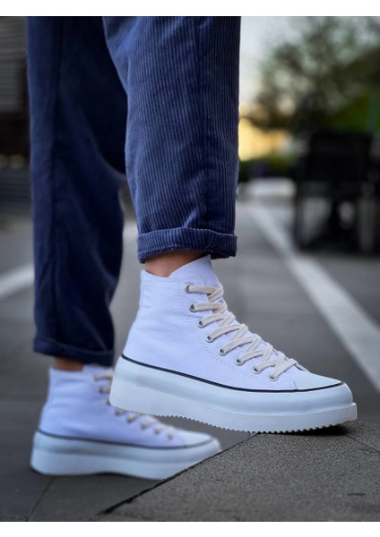 Yzlal Kb-Cx-3 Kuback Uzun Beyaz Keten Beyaz Yüksek Taban Spor Ayakkabı (Numara: 41) modelleri