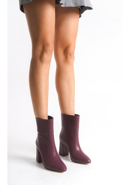 Kadın Bordo Cilt Fermuarsız Çekme Topuklu Bot Z3T5KBCML01– Günlük ve Şık modelleri