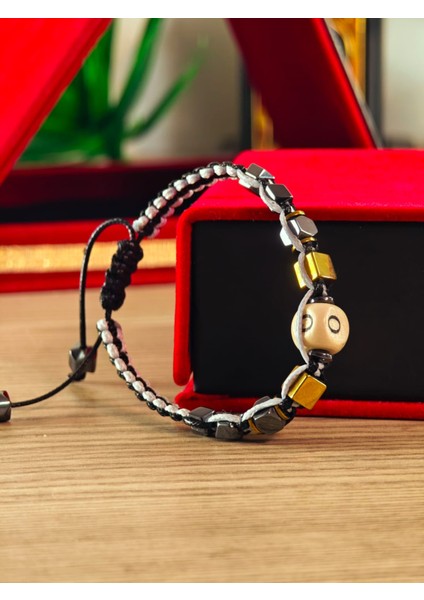 Makrome Örme Bileklik El Yapımı Kişiye Özel Harfli Bileklik Doğal Taş Hematit Bileklik