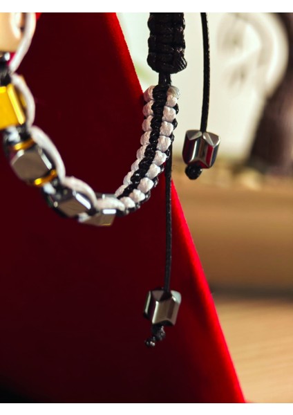 Makrome Örme Bileklik El Yapımı Kişiye Özel Harfli Bileklik Doğal Taş Hematit Bileklik fiyatları