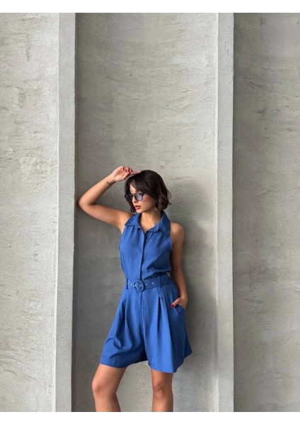 Sptrns Yakalı Şort Tulum Mavi (Beden: Xl) modelleri