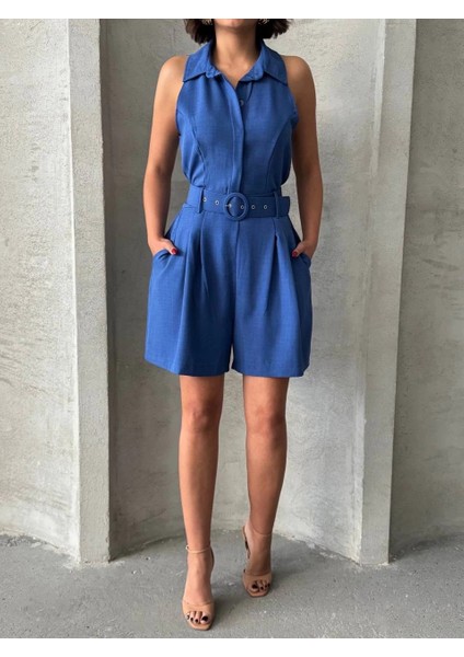 Sptrns Yakalı Şort Tulum Mavi (Beden: Xl) fırsatları