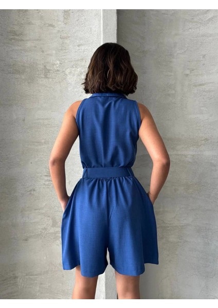 Sptrns Yakalı Şort Tulum Mavi (Beden: Xl) indirimleri