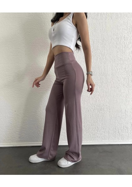 Sptrns Fitilli Palazzo Pantolon Sütlükahve (Beden: L)