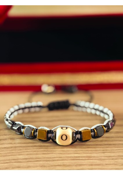 Makrome Örme Bileklik El Yapımı Kişiye Özel Harfli Bileklik Doğal Taş Hematit Bileklik modelleri