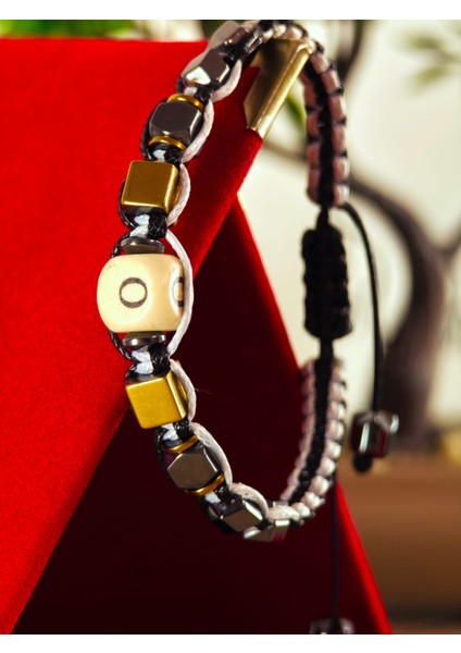 Makrome Örme Bileklik El Yapımı Kişiye Özel Harfli Bileklik Doğal Taş Hematit Bileklik fırsatları