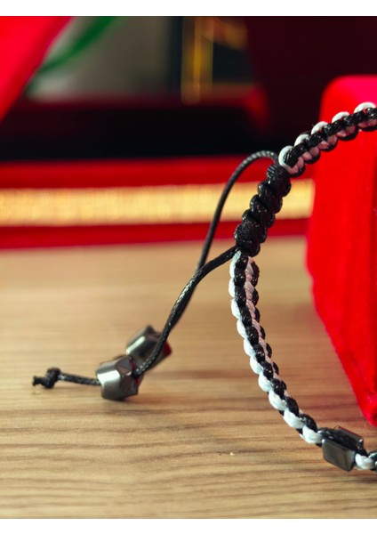 Makrome Örme Bileklik El Yapımı Kişiye Özel Harfli Bileklik Doğal Taş Hematit Bileklik