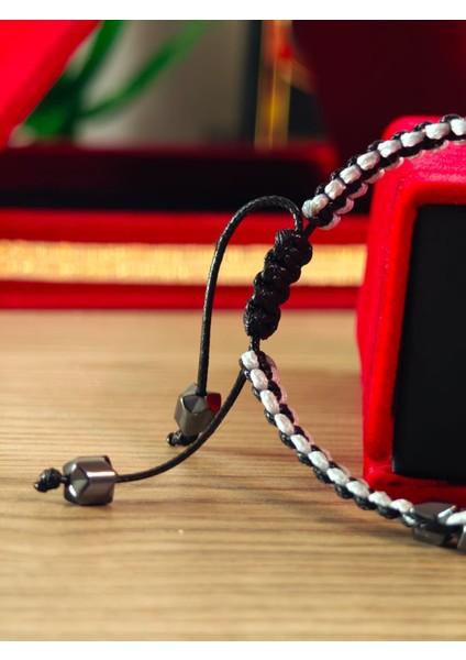 Makrome Örme Bileklik El Yapımı Kişiye Özel Harfli Bileklik Doğal Taş Hematit Bileklik