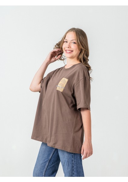 Unisex Erkek/kadın Oversize Bisiklet Yaka %100 Pamuk Baskılı Bilet T-Shirt fiyatları