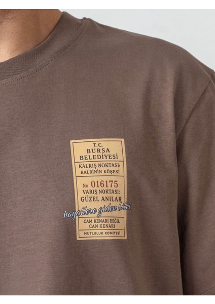 Unisex Erkek/kadın Oversize Bisiklet Yaka %100 Pamuk Baskılı Bilet T-Shirt fırsatları