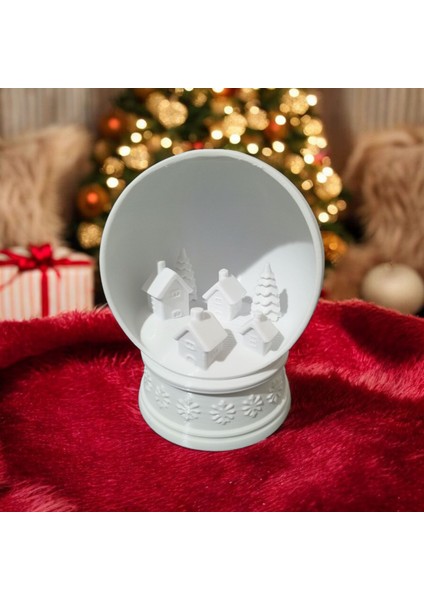 Ceresshop Tealight Işıklı Kış Köyü Dekoratif Kar Küresi Beyaz modelleri