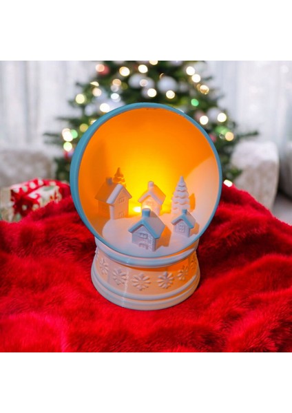 Ceresshop Tealight Işıklı Kış Köyü Dekoratif Kar Küresi Beyaz fırsatları