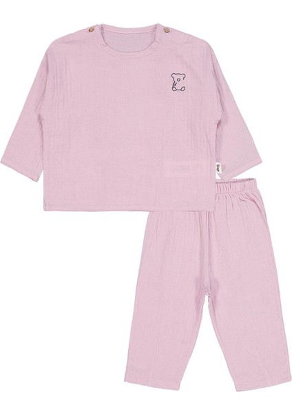 Ayıcık Baskılı 6-18 Ay Takımı - Pembe 9-12 Ay