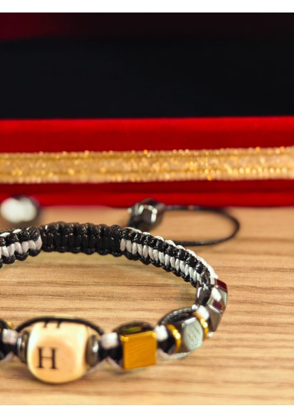 Makrome Örme Bileklik El Yapımı Kişiye Özel Harfli Bileklik Doğal Taş Hematit Bileklik fiyatları