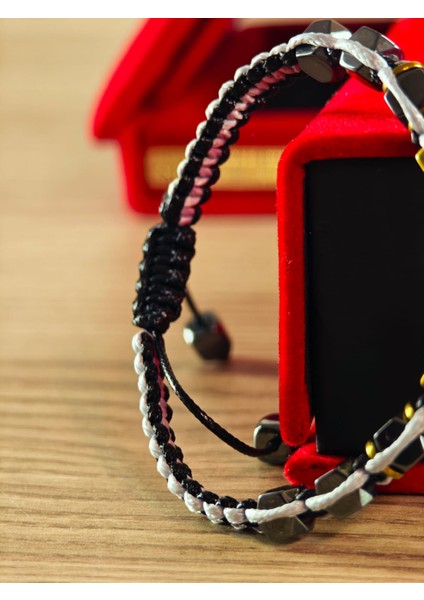 Makrome Örme Bileklik El Yapımı Kişiye Özel Harfli Bileklik Doğal Taş Hematit Bileklik