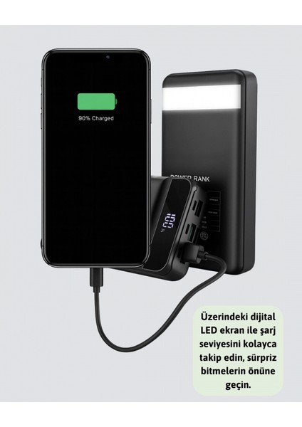 50.000 Mah Kapasiteli Powerbank – Hızlı Şarj Destekli, 4 USB Portlu, LED Işıklı Taşınabilir Enerji Deposu indirimleri
