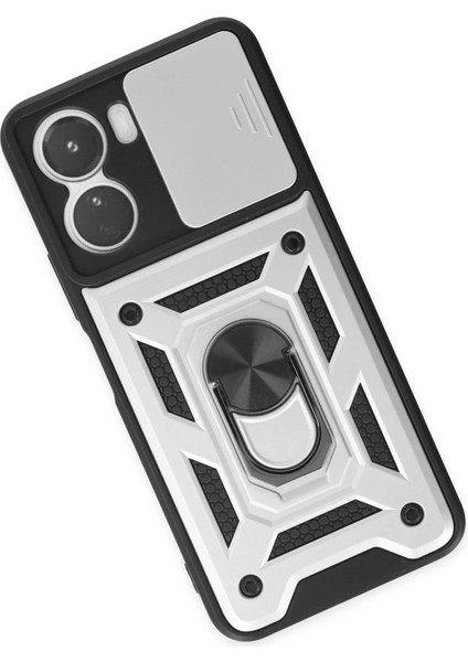 Vivo Y16 Kılıf Pars Lens Yüzüklü Silikon - Gümüş fiyatları