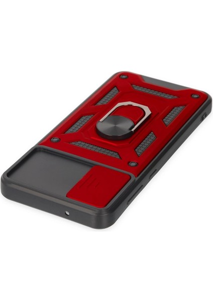 Samsung Galaxy A04 Kılıf Pars Lens Yüzüklü Silikon - Kırmızı modelleri