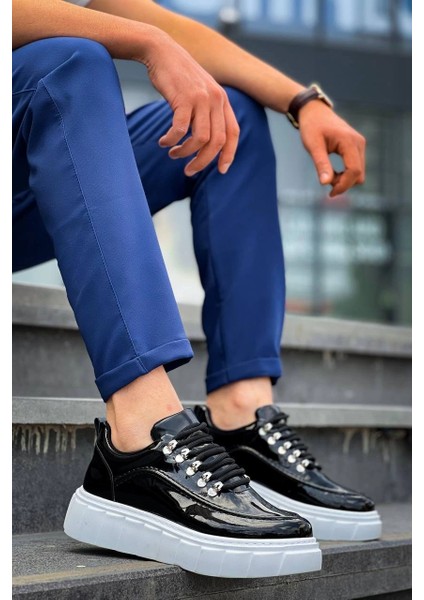 Yzlal KB-X10 Kuback Siyah Rugan Beyaz Yüksek Taban Günlük Spor Ayakkabı (Numara: 40)