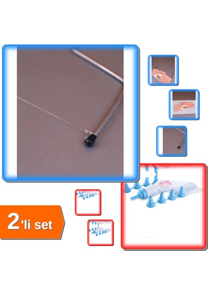 Pasta Kesme Teli + 10 Parça Krema Torbası - Pratik Pasta Hazırlığı - 2li Set W3K5A2