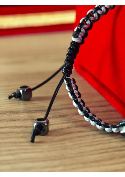 Makrome Örme Bileklik El Yapımı Kişiye Özel Harfli Bileklik Doğal Taş Hematit Bileklik