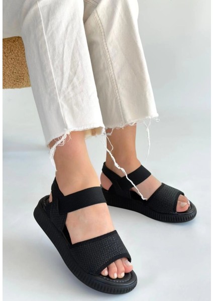Sptrns Jake Siyah Hasır Cilt Sandalet (Numara: 36) fiyatları