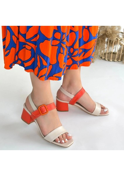 Yzlal Year Bej Cilt Turuncu Detaylı Turuncu Topuklu Topuklu Ayakkabı (Numara: 37) fırsatları