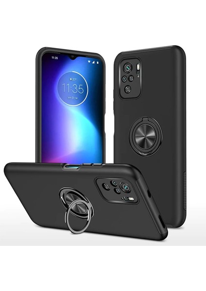 Xiaomi Poco F3 Kılıf Elit Yüzüklü Kapak - Siyah