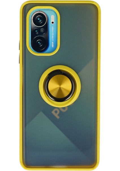 Xiaomi Redmi K40 Kılıf Montreal Yüzüklü Silikon Kapak - Sarı