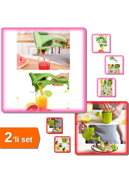 Manuel Plastik Meyve + Bahçıvan Limon Sıkacağı - Hazneli - 2li Set R4E2P0