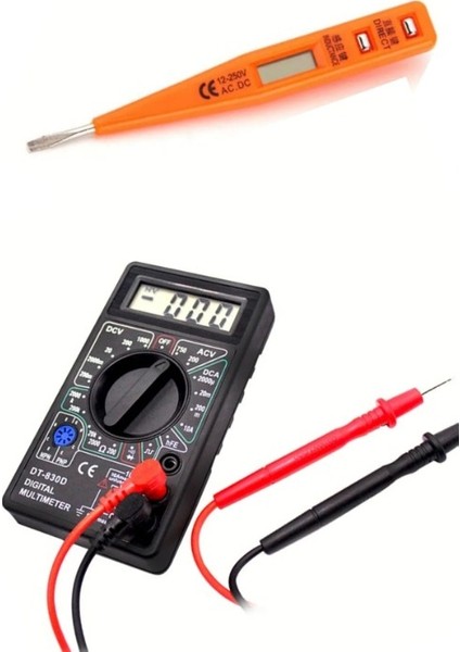 Dijital Voltaj Test Kontrol Kalemi Cihazı 830D Multimetre Direnç Amper Akım Ölçüm Aleti