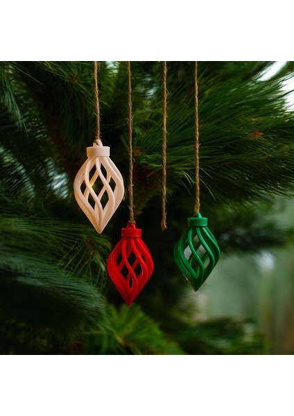 Ceresshop Yılbaşı Ağacı Süsü Seti 3'lü – Kırmızı, Yeşil ve Beyaz Dekoratif Tasarım