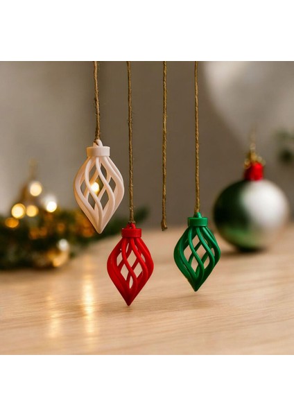 Ceresshop Yılbaşı Ağacı Süsü Seti 3'lü – Kırmızı, Yeşil ve Beyaz Dekoratif Tasarım modelleri