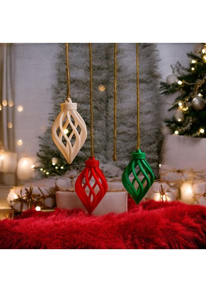 Ceresshop Yılbaşı Ağacı Süsü Seti 3'lü – Kırmızı, Yeşil ve Beyaz Dekoratif Tasarım fırsatları