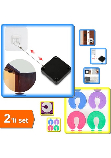Otomatik Kapı Kapatma Aparatı + 4 Adet Kapı Durdurucu Sünger Stoper - 2li Set R1H3E7