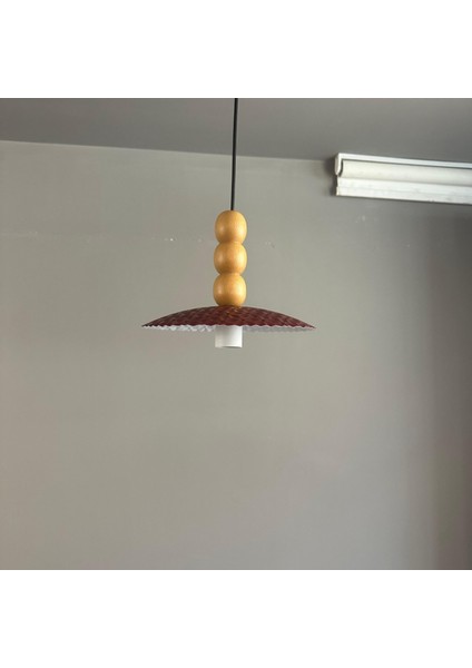 Zetra Vişne Çürüğü Metal Tekli Avize Üçlü Ahşap Boncuk Başlık Modern Dekoratif Sarkıt Aydınlatma modelleri