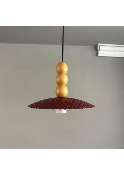 Zetra Vişne Çürüğü Metal Tekli Avize Üçlü Ahşap Boncuk Başlık Modern Dekoratif Sarkıt Aydınlatma fırsatları