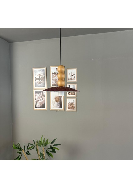 Zetra Vişne Çürüğü Metal Tekli Avize Üçlü Ahşap Boncuk Başlık Modern Dekoratif Sarkıt Aydınlatma indirimleri